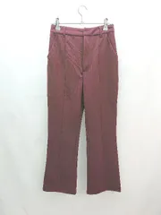 ◇ apres jour mignon サラサラ生地 無地 シンプル 綺麗め 大人っぽい セミフレアパンツ サイズS ボルドー レディース E  【1306190030360】