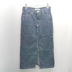 ◇ AZUL BY MOUSSY デニム生地 裾スリット コットン100% カジュアル 膝丈 タイト スカート サイズM ブルー レディース E  【1306190031329】