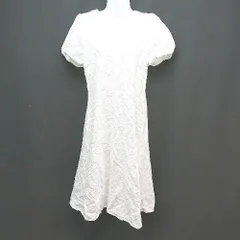 ◇ ABITOKYO 花柄 刺繍 コットン100% 大人っぽい 上品 綺麗め 半袖 ロング ワンピース サイズF ホワイト レディース E  【1306190031145】