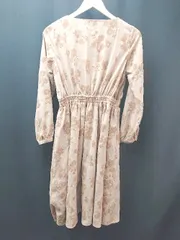 ◇ Ray Cassin レイカズン 花柄 ガーリー 可愛い 大人 長袖 ロング ワンピース サイズF サーモンピンク レディース E  【1306190032975】