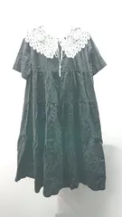 ◇ ehka sopo エヘカソポ コットン100% ふんわり ガーリー 無地 半袖 ロング ワンピース サイズF ブラック レディース E  【1306190032425】