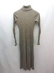 ◇ ZARA ザラ リブ生地 タートルネック 伸縮性あり 長袖 ロング丈 ワンピース サイズUSA M ブラウン レディース E  【1306190033767】