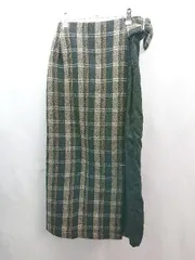 ◇ mystic チェック柄 フロントスリット 秋冬コーデ ロング丈 タイト スカート サイズ2 ブラック/ブラウン レディース E  【1306190033668】