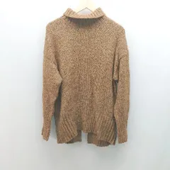 ◇ samansa mos2 ケーブル ハイネック オーバーサイズ カジュアル 秋冬 長袖 ニット サイズF ブラウン レディース E  【1306190034856】