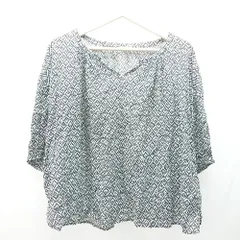 ◇ studio CLIP カジュアル 総柄 綿100％ 涼し気 五分袖 カットソー サイズ表記なし チャコールグレー レディース E  【1306190035563】