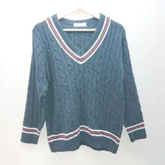 ◇ Catherine Cottage カジュアル vネック 制服 フォーマル ヒッピー 長袖 ニット サイズ170 ネイビー レディース/メンズ E  【1306190035808】