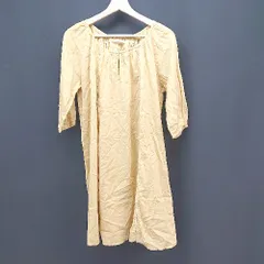 ◇ relume カジュアル シンプル コットン100％ 爽やか 七分袖 ミディアム丈 ワンピース サイズF イエロー レディース E  【1306190035679】
