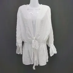 ◇ ungrid カジュアル ナチュラル 薄手　透け感 レイヤード 長袖 ブラウス サイズF オフホワイト レディース E  【1306190035631】