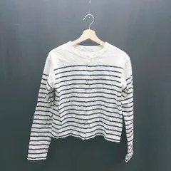 ◇ A day in the life ボーダー カジュアル シンプル 長袖 カーディガン サイズ表記なし ホワイト レディース E  【1306190036263】