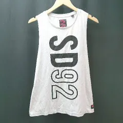 ◇ SUPER DRY NEW YORK BRKLYN プリント カジュアル ラフ 夏 ノースリーブ Tシャツ サイズS ライトグレー レディース E  【1306190036959】