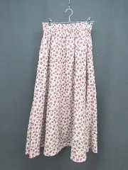 ◇ Te chichi テチチ ウエストゴム ゆったりめ ロング丈 フレア スカート サイズフリー ベージュ/レッド レディース E  【1306190039011】