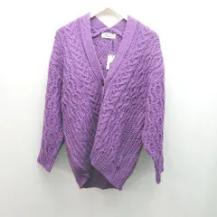 ◇ HOLIDAY ホリデイ ケーブル編み ニット ボリューム Vネック 長袖 カーディガン サイズFREE パープル レディース E  【1306190040567】