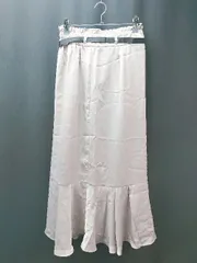 ◇ majestic legon サテン マーメイド フロントリボン ガーリー ロング丈 フレア スカート サイズM グレー レディース E  【1306190040086】