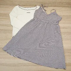 ◇ apres jour ガーリー ギンガムチェック リボン カットソー ワンピース サイズFREE ブラウン/オフホワイト レディース E  【1306190041076】
