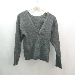 ◇ soup スープ ストレッチ素材 前ボタン閉め 無地 長袖 カーディガン サイズ11 チャコールグレー レディース E  【1306190042400】