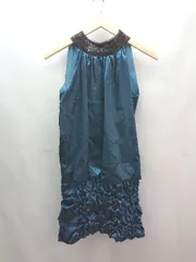 ◇ Q♡luxe スパンコール パーティー ガーリー ひざ丈 ワンピース サイズ1 ブルー系 レディース E  【1306190042257】