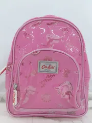 ◇ Cath Kidston キャスキッドソン キッズ 総柄 ビニール リュック バッグ ピンク レディース E  【1306210001318】