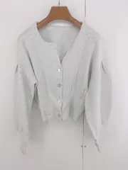 ◇ mystic ミスティック ラメ ボリュームスリーブ 長袖 ニット カーディガン サイズF グレー系 レディース E  【1306210000823】