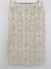 ◇ NATURAL BEAUTY BASIC ジャガード 大人女子 膝丈 タイト スカート サイズXS ベージュ グレー レディース E  【1306210008904】