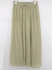 ◇ GLOBAL WORK グローバルワーク 大人女子 抜け感 シンプル ロング ギャザー スカート サイズF グリーン レディース E  【1306210008492】