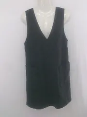 ◇ ROPE PICNIC Vカットネック ノースリーブ ミニ ジャンバースカート サイズ36 ダークグレー ブラック系 レディース E  【1306210007501】