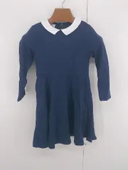◇ raberry 卒入園 フォーマル キッズ 子供服 長袖 膝丈 ワンピース サイズ120 ネイビー ホワイト系 レディース E  【1306210012208】