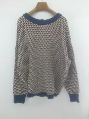 ◇ classicalelf オーバーサイズ 2WAY ジャガード柄 ニット セーター サイズXL ネイビー キャメル ホワイト レディース E  【1306210011980】