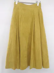 ◇ apart by lowrys スウェード調 タック 膝下丈 フレア スカート サイズM マスタード イエロー系 レディース E  【1306210016671】