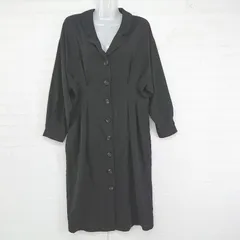 ◇ Lax Dan Tia ラックスダンティア シンプル ボタンデザイン 長袖 膝下丈 ワンピース サイズM ブラック レディース E  【1306210016367】