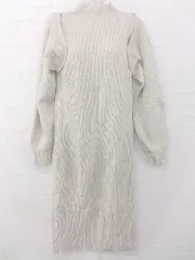 ◇ Chico チコ アームスリット ハイネック 大人女子 長袖 ロング ニット ワンピース サイズF ベージュ レディース E  【1306240000183】