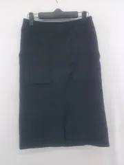 ◇ AMERICAN HOLIC 秋冬 スウェード調 フロントスリット 膝下丈 タイト ベイカー スカート サイズ M ネイビー レディース E  【1306210018996】