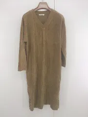 ◇ chocol raffine robe Vネック コーデュロイ 長袖 膝下丈 ワンピース サイズF ブラウン系 レディース E  【1306240001104】