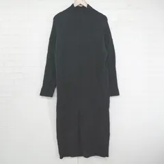 ◇ Re:EDIT リエディ シンプル ナチュラル ハイネック 長袖 ロング ニット ワンピース サイズL ブラック レディース E  【1306240001845】