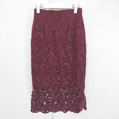 ◇ SUGAR ROSE エレガント 総レース バックジップ 膝下丈 タイト スカート サイズF ボルドー系 レディース E  【1306240001760】