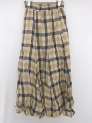 ◇ Mila Owen ミラオーウェン チェック ウエストゴム マキシ フレア スカート サイズ0 ベージュ ネイビー系 レディース E  【1306240001753】