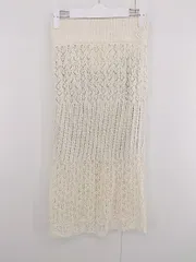 ◇ ◎ who's who Chico フーズフーチコ 透かし編み ロング タイト ニット スカート サイズF オフホワイト系 レディース E  【1306240001586】