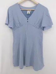 ◇ X-girl エックスガール 可愛い Vネック フレア 半袖 ミニ ワンピース サイズ1 ブルー レディース E  【1306240001562】
