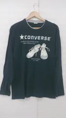 ◇ converse コンバース レイヤード調 スニーカー プリント 長袖 Tシャツ カットソー サイズL ブラック メンズ E  【1306240003382】