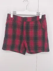◇ kiss on the green チェック ラメ ゴルフウェア ショート パンツ サイズ2 レッド ブラック レディース E  【1306240003061】