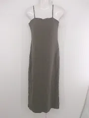 ◇ rectangle スリット カップイン 大人女子 キャミソール ロング ワンピース サイズF チャコールグレー レディース E  【1306240004020】
