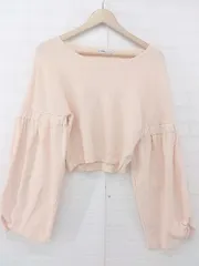 ◇ ZARA KNIT ワイドスリーブ シャーリング ショート丈 ニット セーター サイズEUR S USA S MEX 26 ピンク レディース E  【1306240006260】