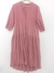 ◇ ZARA Vネック くすみカラー 長袖 マキシ ワンピース サイズEUR M USA M MEX 28 ダスティピンク系 レディース E  【1306240007878】