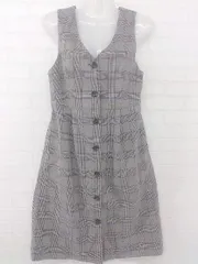 ◇ AG by aquagirl グレンチェック Vネック ノースリーブ 膝丈 ワンピース サイズM グレー パープル系 レディース E  【1306240007830】のサムネイル
