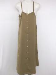 ◇ Samansa Mos2 blue フロントボタン マキシ キャミソール ワンピース サイズF ブラウン系 レディース E  【1306240008318】