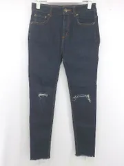 ◇ JEANASIS ジーナシス カットオフ ダメージ加工 ストレッチ ジーンズ デニム パンツ サイズS ネイビー系 レディース E  【1306240008202】