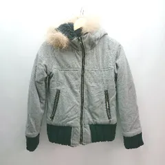 ◇ double name リバーシブル ボア ファー 冬物 暖かい 長袖 ブルゾン サイズFREE グレー/ブラック レディース E  【1306260001504】