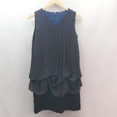 ◇ a.r.w アロー パーティー エレガント ドッキング レース 上品 ひざ丈 ワンピース サイズM ネイビー レディース E  【1306260001429】