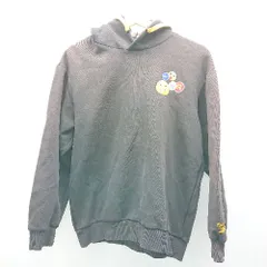 ◇ reebok フーディ プルオーバー カジュアル スマイル 袖ロゴ 長袖 パーカー サイズM ネイビー メンズ E  【1306260001009】