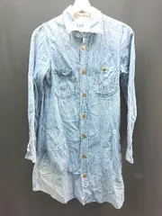 ◇ lee デニム カジュアル ロゴボタン ポケット付き 長袖 ひざ丈 ワンピース サイズM ブルー レディース E  【1306260000828】