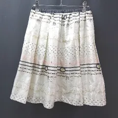 ◇ franchelippee 花柄 ドット 水玉 ガーリー フェミニン キュート ひざ丈 フレア スカート サイズM ベージュ レディース E  【1306260002099】